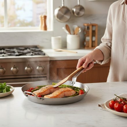 Carbone Plus Vasserpenyő 36 cm-es, füllel a de Buyer-től - Prémium minőség