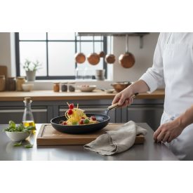   Choc B Bois Serpenyő 20 cm kerámia bevonattal bükkfa nyéllel, 4 mm kovácsolt alumínium test, de Buyer