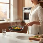 Choc B Bois Serpenyő 28 cm kerámia bevonattal bükkfa nyéllel, 4 mm kovácsolt alumínium test, de Buyer