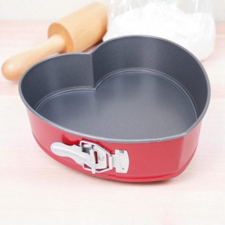 Szív alakú csatos tortaforma 21,7×25,8×7,3 cm – thermoplate bevonattal, tapadásmentes sütéshez
