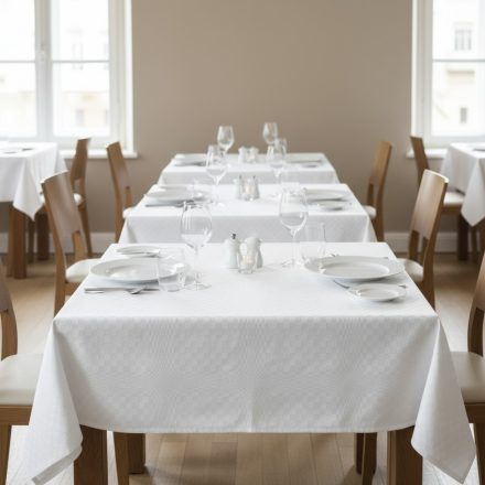 Asztalterítő, 140*220 cm, fehér, damaszt abrosz