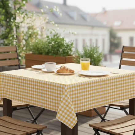 Asztalterítő 140*140 cm sárga kockás abrosz