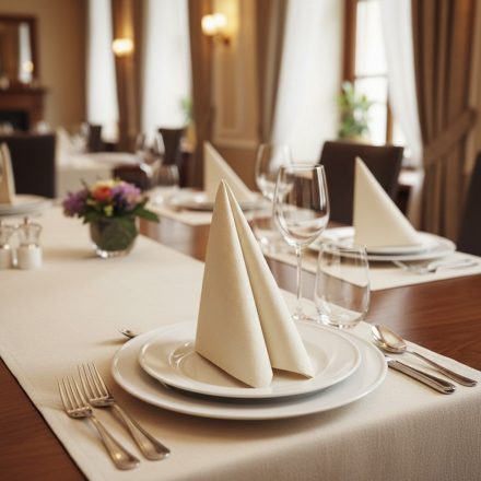 Hangedli 44×44 cm bézs damaszt, textil szalvéta, Magyar termék