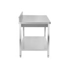 Rozsdamentes munkaasztal 1000x600x850 mm alsó polccal és hátsó felhajtással