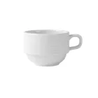 Paris kávéscsésze – részletfotó a high alumina porcelán fényes textúrájáról és klasszikus formájáról, prémium éttermi minőségben