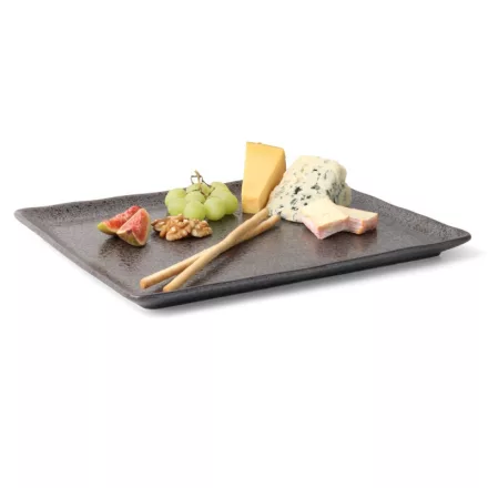 Carbon lapostányér, 33x27 cm, kemény porcelán