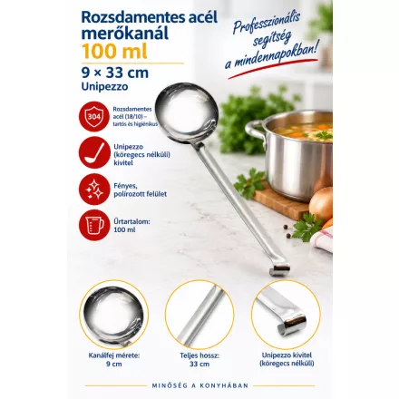 Unipezzo merőkanál 9-33 cm 100 ml 9 cm