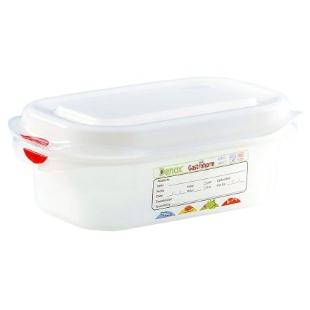 Denox GN edény 1/9 65 mm 0,6 liter – légmentesen záró fedővel