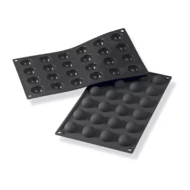   Szilikon sütőforma, Félgömb, 24 adag, 30 mm átm., 15 mm mély, fekete