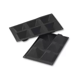   Szilikon sütőforma, Piramis, 6 adag, külső mérete 297x176 mm, 71x71 mm, 40 mm mély