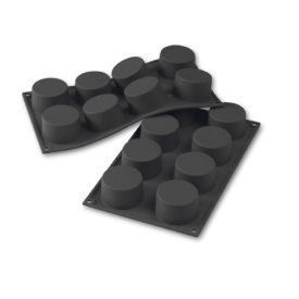 Cilindro fekete szilikon sütőforma – 8 üreg, Ø 60 / Ø 55 × 35 mm, ~90 ml/üreg, -60°C…+230°C