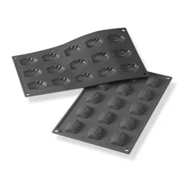   Szilikon sütőforma, Madeleine, 15 adag, 44x34 mm, 10 mm mély, fekete