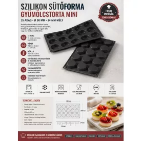   Martellato Flan mini gyümölcstorta szilikon sütőforma – 15 adag, Ø50×14 mm