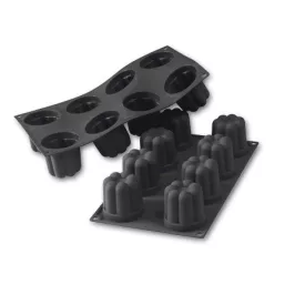 Fekete szilikon kúpos sütőforma – 8 adagos, 57 mm átmérő, 57 mm magas, bavarese és mousse készítéséhez