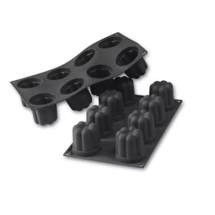 Fekete szilikon kúpos sütőforma – 8 adagos, 57 mm átmérő, 57 mm magas, bavarese és mousse készítéséhez
