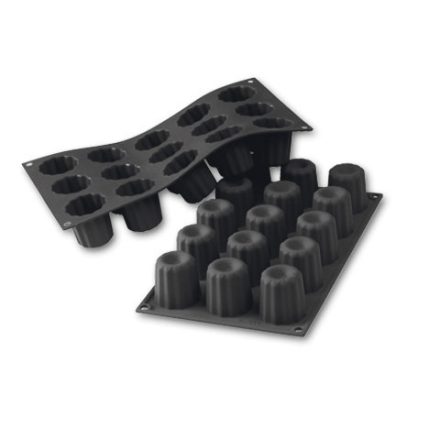 Fekete szilikon Bordelais sütőforma – 15 adagos, 45 mm átmérő, 45 mm magas, kúpos kialakítás desszertekhez