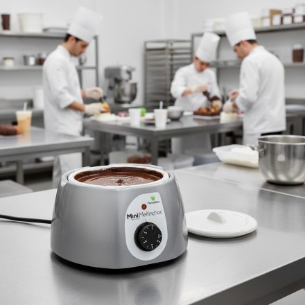 Csokoládé temperáló, mini analóg, szürke, 1,8 l, 26x26x16 cm, Meltinchoc