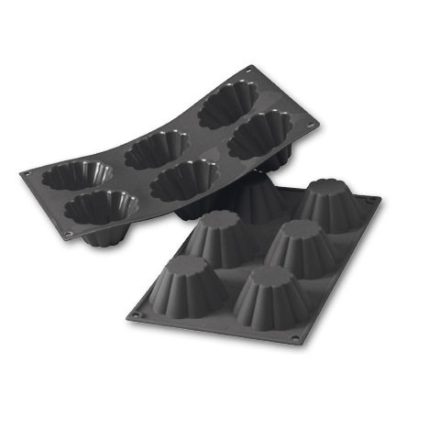 Briós fekete szilikon sütőforma – 6 üreg, ø 76 × 37 mm, ~110 ml/üreg, -60°C…+230°C