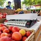 13 kg kapacitású klasszikus konyhai mérleg gyümölcs stand mellett