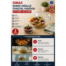 Hőálló jénai tál fedővel 0,7 liter+0,3 liter
