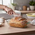 Hőálló  jénai tál fedővel kenyérsütéshez, (kacsasütő) 8 liter
