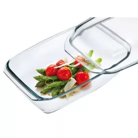   Hőálló jénai tál fedővel, 3,2 liter szögletes+2,2 liter