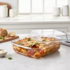 Hőálló jénai tál fedővel, 3,2 liter szögletes+2,2 liter