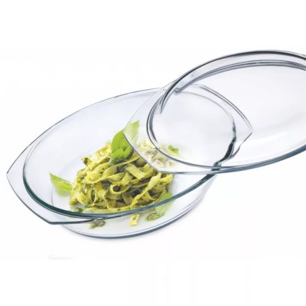 Ovális jénai tál 2,4 liter fedővel 1,2 liter – SIMAX hőálló üveg – GasztroZoli.hu