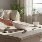 FANCY HOME Stones Tálka 15 cm, 0,38 literes, fehér, kerámia