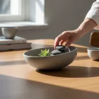 FANCY HOME Stones Tálka 15 cm, 0,38 literes, szürke, kerámia