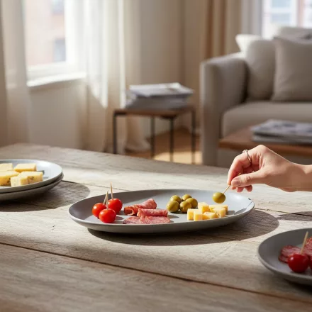 FANCY HOME Stones Szervírozó tányér 17 cm, szürke, kerámia