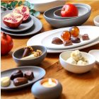 FANCY HOME Stones Szervírozó tányér 25 cm, fehér, kerámia