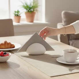 FANCY HOME Stones Szalvétatartó, fehér, kerámia-6 darabos szett