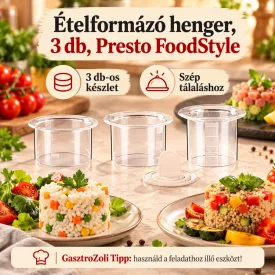 Ételformázó henger, 3 db, Presto FoodStyle – edukáló kép használati tanácsokkal