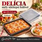 Sütőtepsi fedővel, mély, 36x25x5,5 cm, tapadásmentes, Delícia – edukáló kép használati tanácsokkal