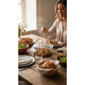 Hőálló jénai tál fedővel, kerek, 32 cm, GrandCHEF