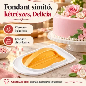 Fondant simító, kétrészes, Delícia – edukáló kép használati tanácsokkal