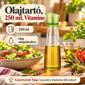 Olajtartó, 250 ml, Vitamino – edukáló kép használati tanácsokkal