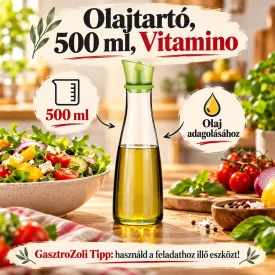Olajtartó, 500 ml, Vitamino – edukáló kép használati tanácsokkal