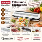 GrandCHEF Vákuumos fóliahegesztő, 110 W, 230 V – edukáló kép használati tanácsokkal