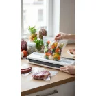 GrandCHEF Vákuumos fóliahegesztő, 110 W, 230 V – edukáló kép használati tanácsokkal