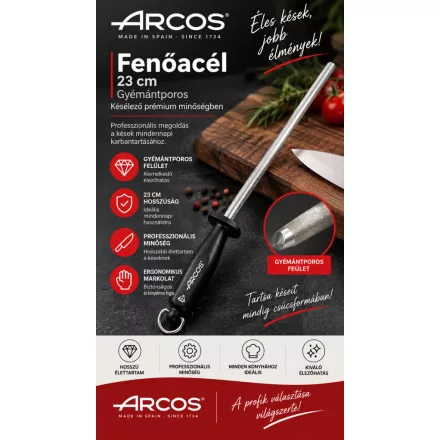 Fenőacél 23 cm - Gyémántporos Késélező Prémium Minőségben