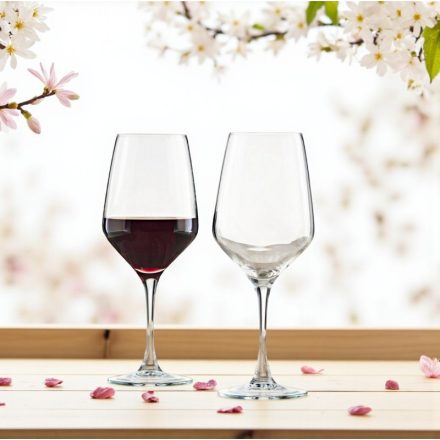 Platine vörösboros kehely 440 ml temperált üveg Vicrila minőség – elegáns borospohár