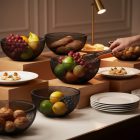 prémium büfé gyümölcs kosarakkal és tálalással