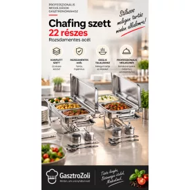 Chafing szett 22 részes, rozsdamentes