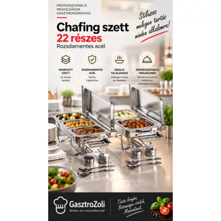 Chafing szett 22 részes, rozsdamentes