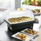 Elektromos beépíthető Chafing GN 1/1 – Roll-Top fedéllel, német minőségű rozsdamentes kivitelben