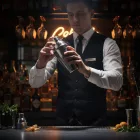 bartender shakerrel koktél készítés közben