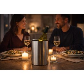 Duplafalú palackhűtő, 19x12 cm, rozsdamentes