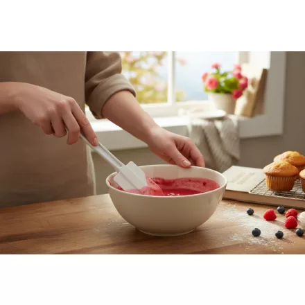 40 cm-es Műanyag Nyelű Spatula Lekerekített Gumis Fejjel - Konyhai Kiegészítő